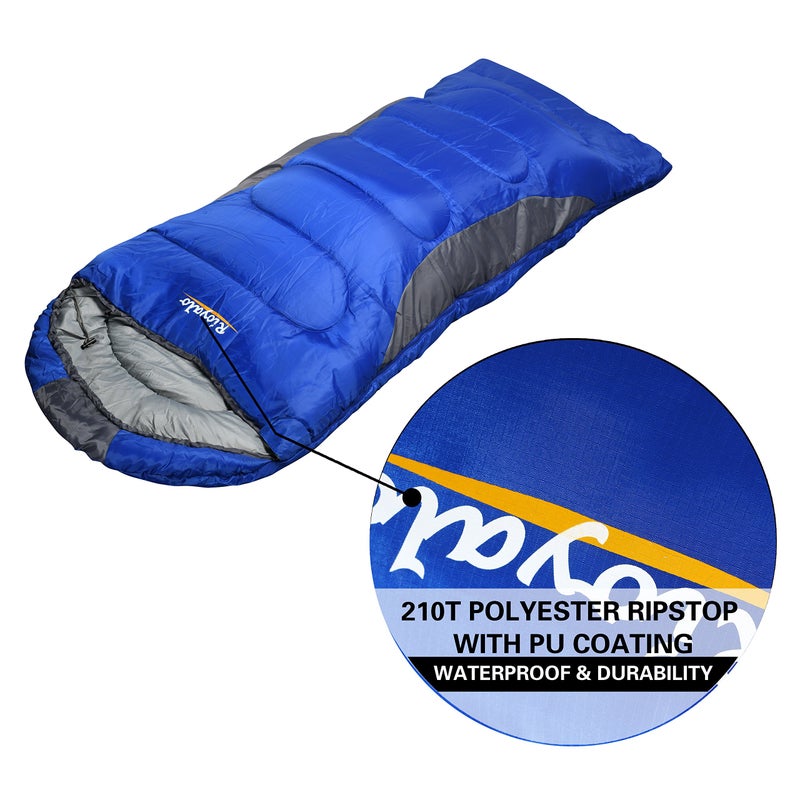 rioyalo 0 Degree Winter Sleeping Bags for Adults Camping (350GSM) -Temp Range (5F â€“ 32F) Portable Waterproof Compression Sack- for Big and Tall in Env Hoodie: Hiking Backpacking 4 Season - Image 4